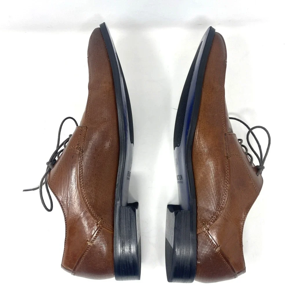 Kenneth Cole Reaction Men Shoes Sz 10 Oxford Witter Lace‎ Up Brown Leather Dress